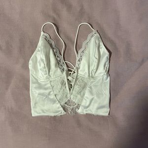 white reworked lace top